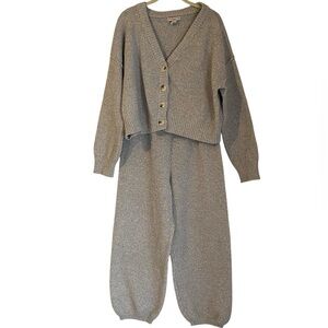 Sincerely Jules Knit Set. Cardi & Pants. Nice Gray Med Weight. High Rise Sz. XL